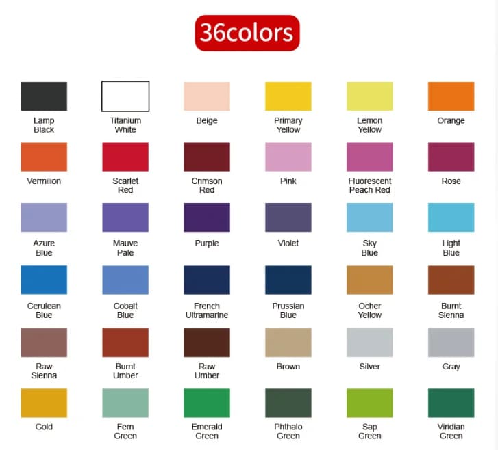 Acrylic Pigment Set 24/36 Colors 60ml