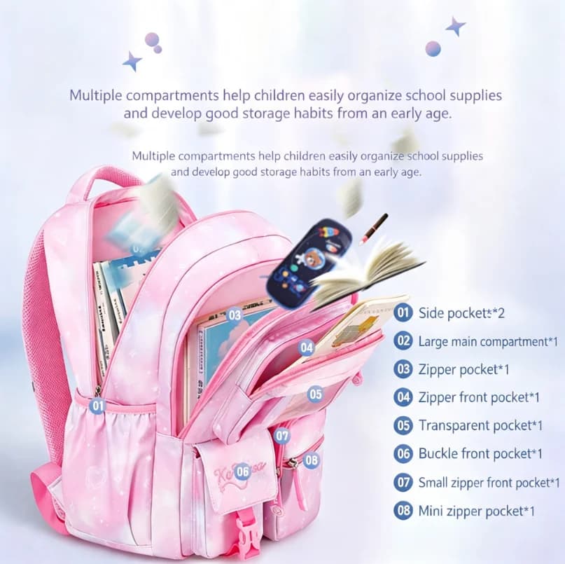 Lightweight Water Resistant School Backpack for Girls