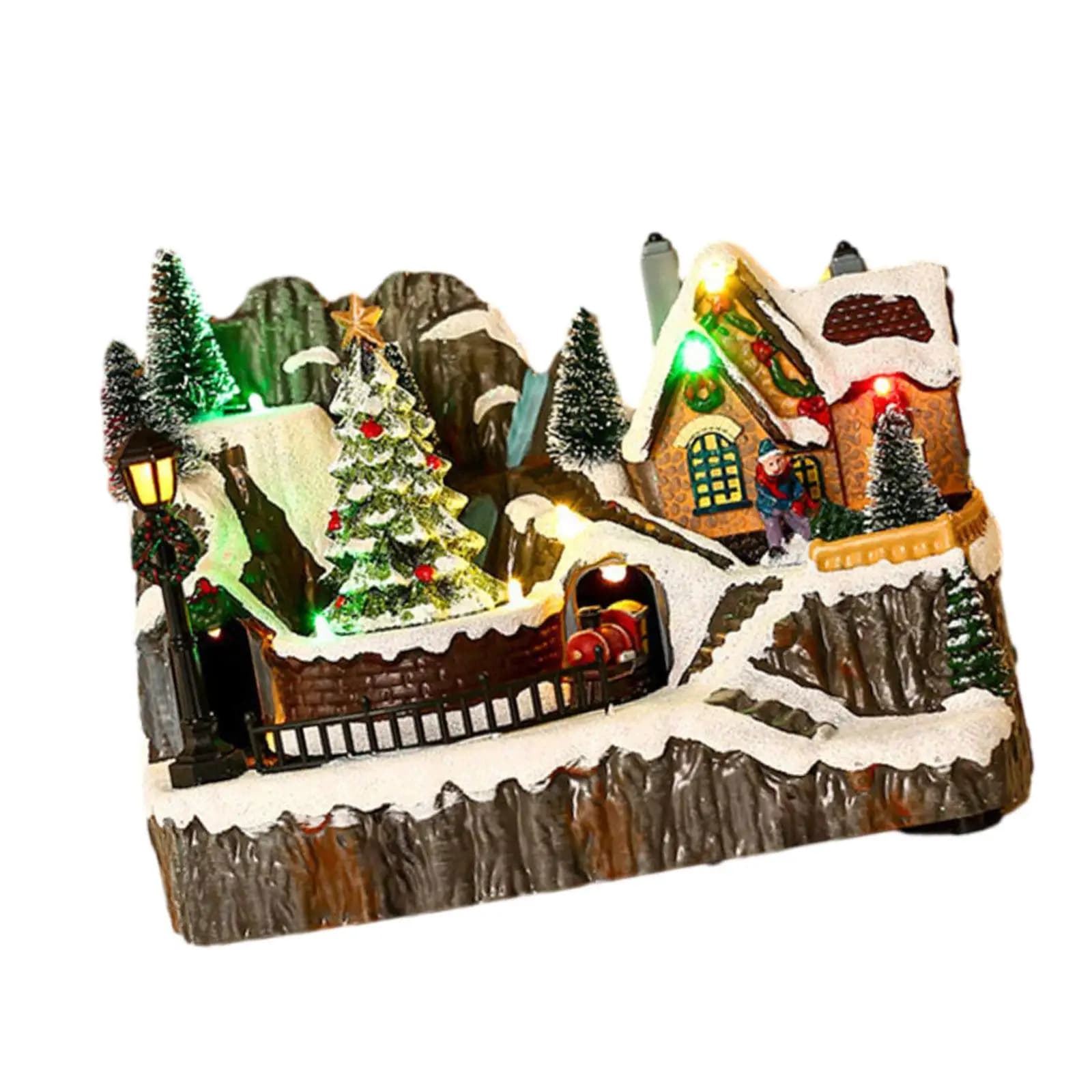 Luminous Christmas Cabin Figurine with LED Light