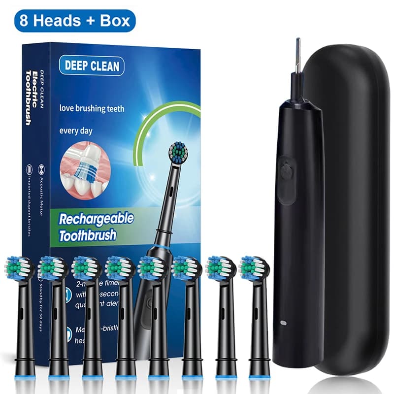 Electric Rotary Toothbrush With Eight Brush Heads