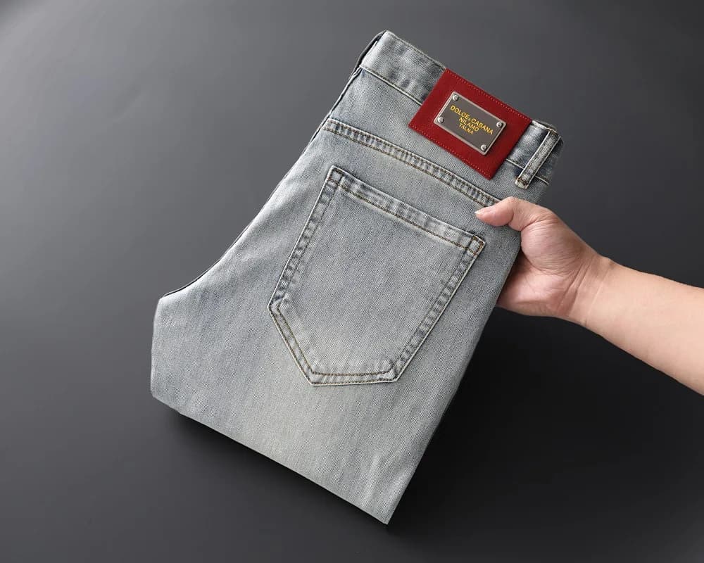 Men's Smoky Gray Slim Fit Printed Jeans
