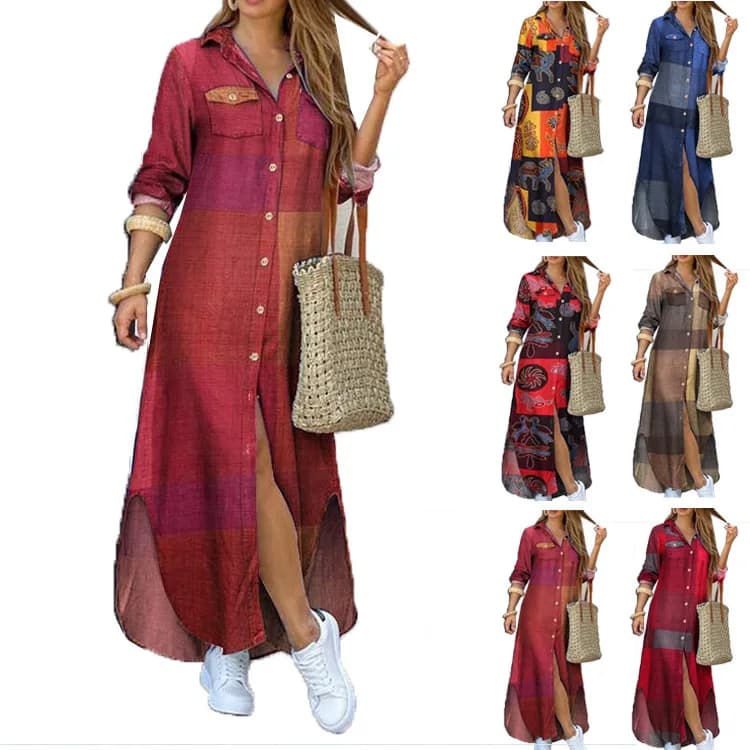 Women Dresses 2026 new fashion sexy single-breasted long dress loose lapel spring autumn women's clothing vestidoes