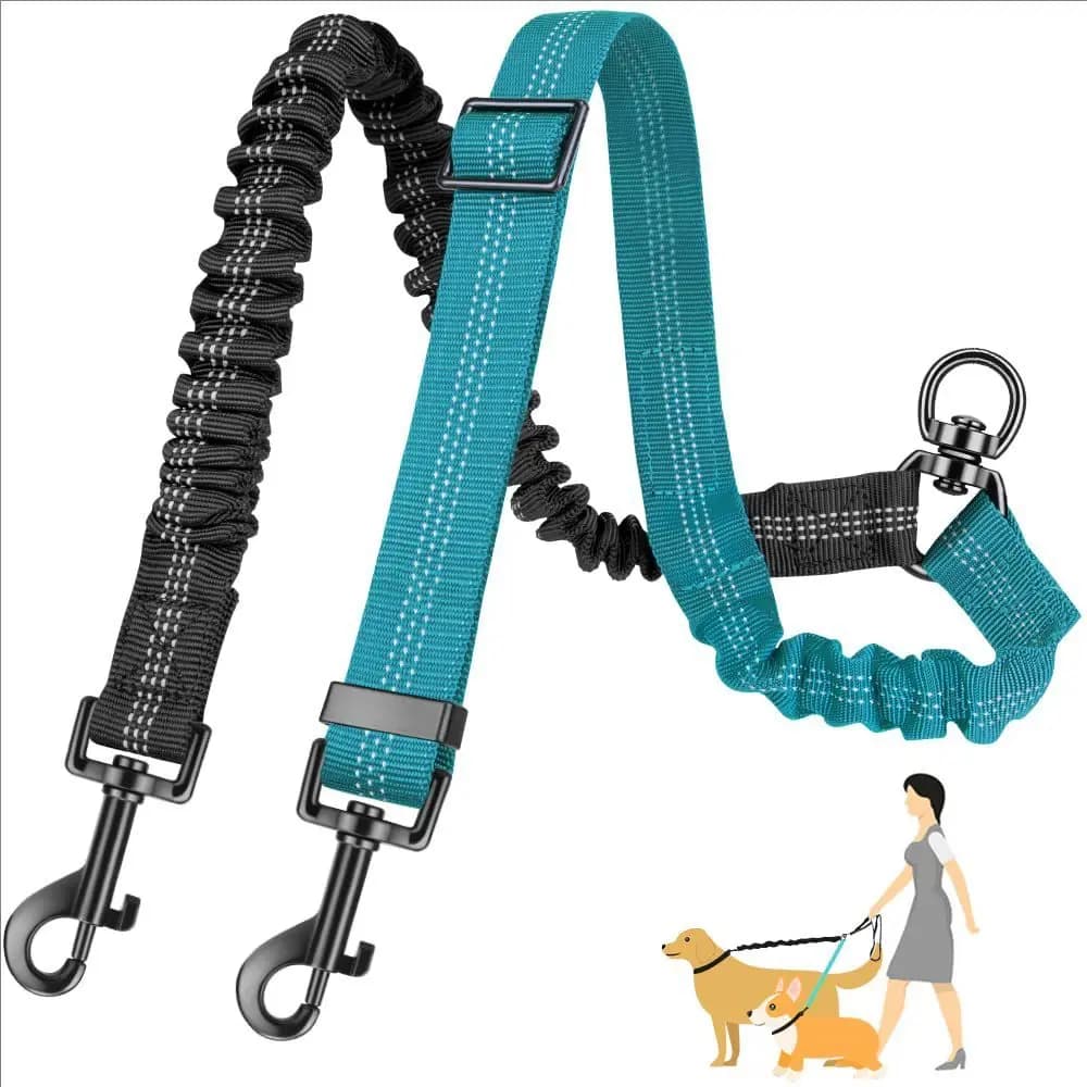 Double Dog Leash with Elastic Training Rope