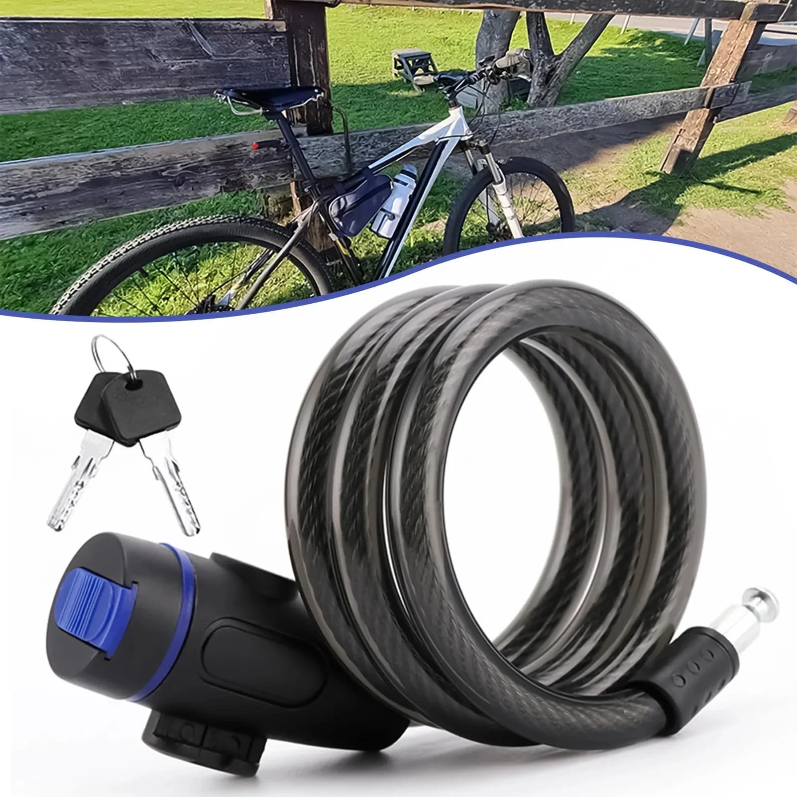 Steel Cable Bicycle Lock with Keys