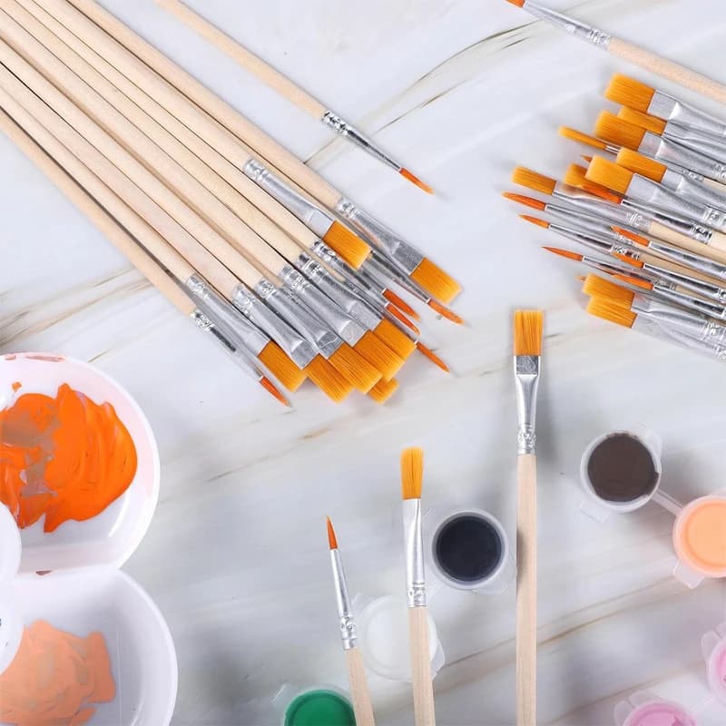 Paint Brush Bulk Set 40 Pcs Flat and Tip