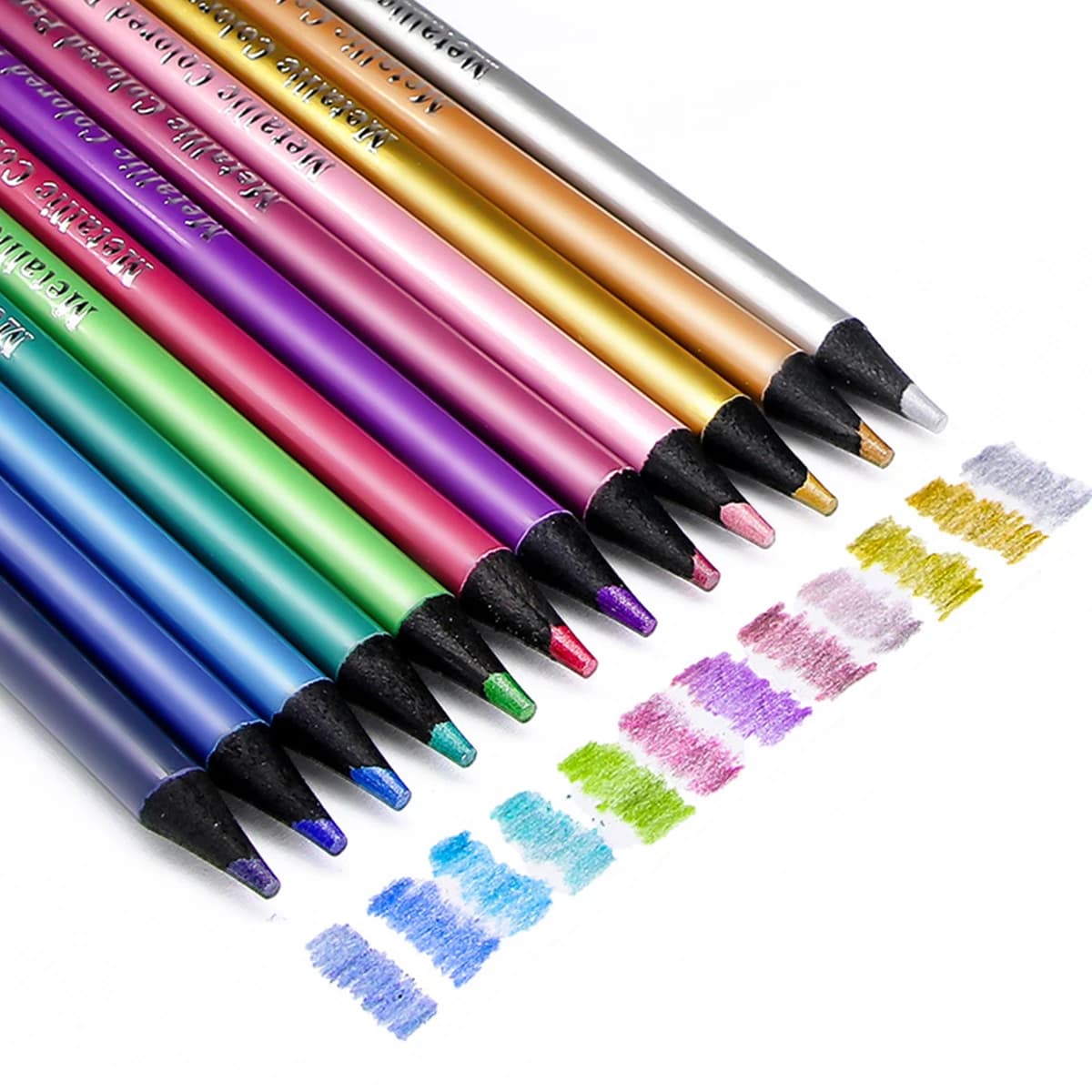 12 Color Metallic Colored Pencil Set