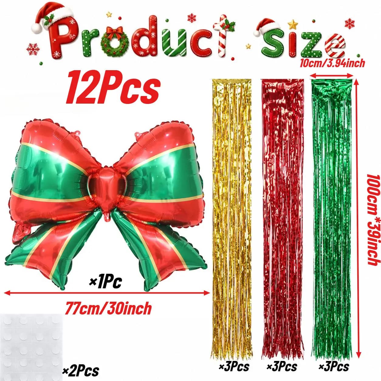 30-Inch Christmas Bow Balloon Set with Streamers