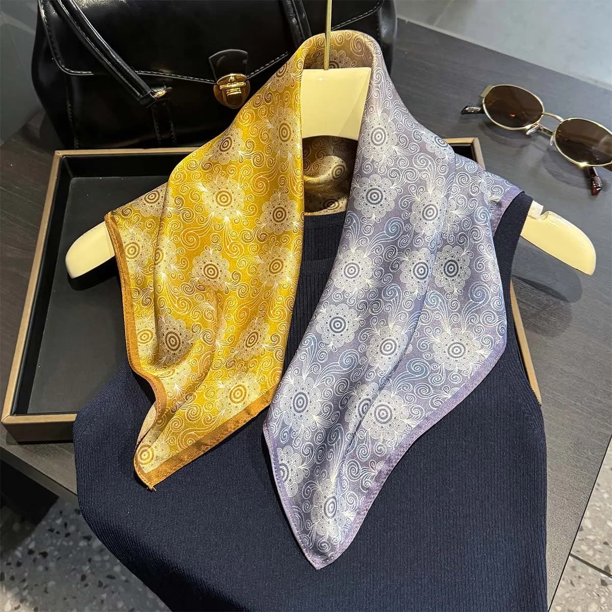 Scarf 100% Silk Bandana Women Square Scarves High Quality Mulberry Wrap Kerchief Fashion Spring Headband Luxury Hijab Shawls