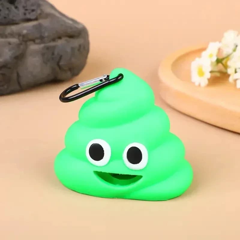 Poop Shaped Waste Bag Holder with Leash Clip