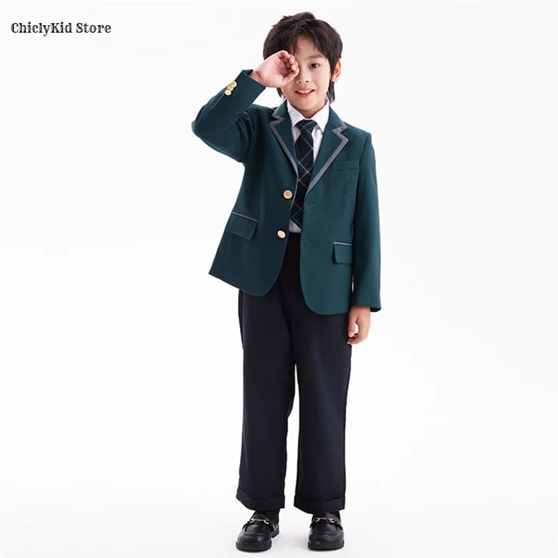 Kids Formal Uniform Blazer Pants Skirt Tie Set