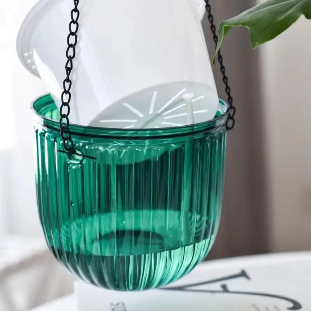 Garden Decoration Self-watering Flower Pot Plant with Drainage Holes Hanging Flower Pots with Chain Lazy Planter Home Decor