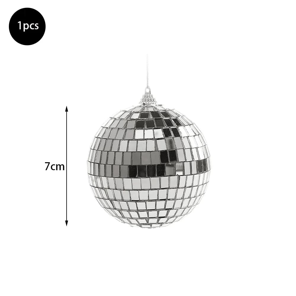 Mirrored Disco Ball Glass Ornaments with String