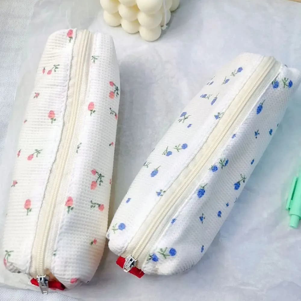 Office Supplies Simple Stationery Pen Box Pen Holder Makeup Bag Pencil Bag Small Flowers Storage Bags Pencil Cases