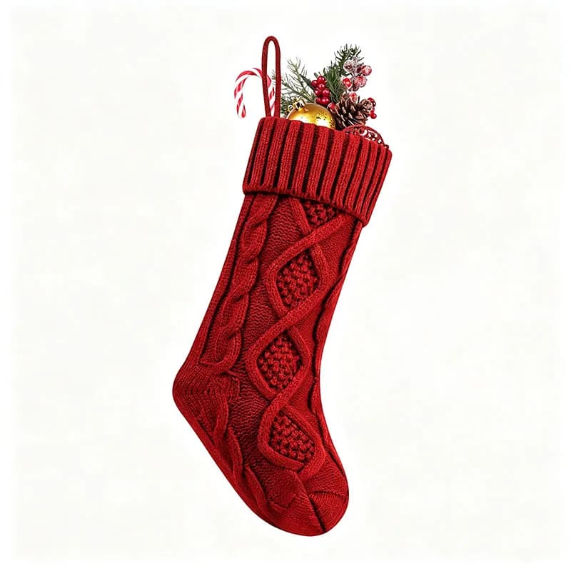 Knit Christmas Stockings with Santa Design