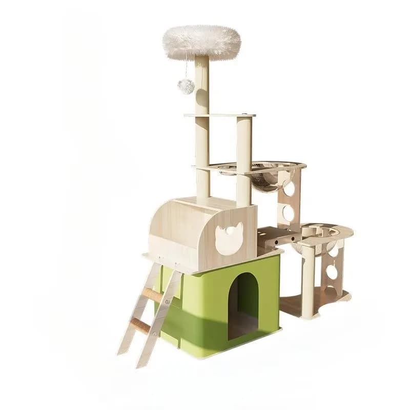 cat scratching post Wholesale Large Cat Tree House Climbing Frame Wood Pet Cat Flower Tree Interactive Cat Furniture Tower