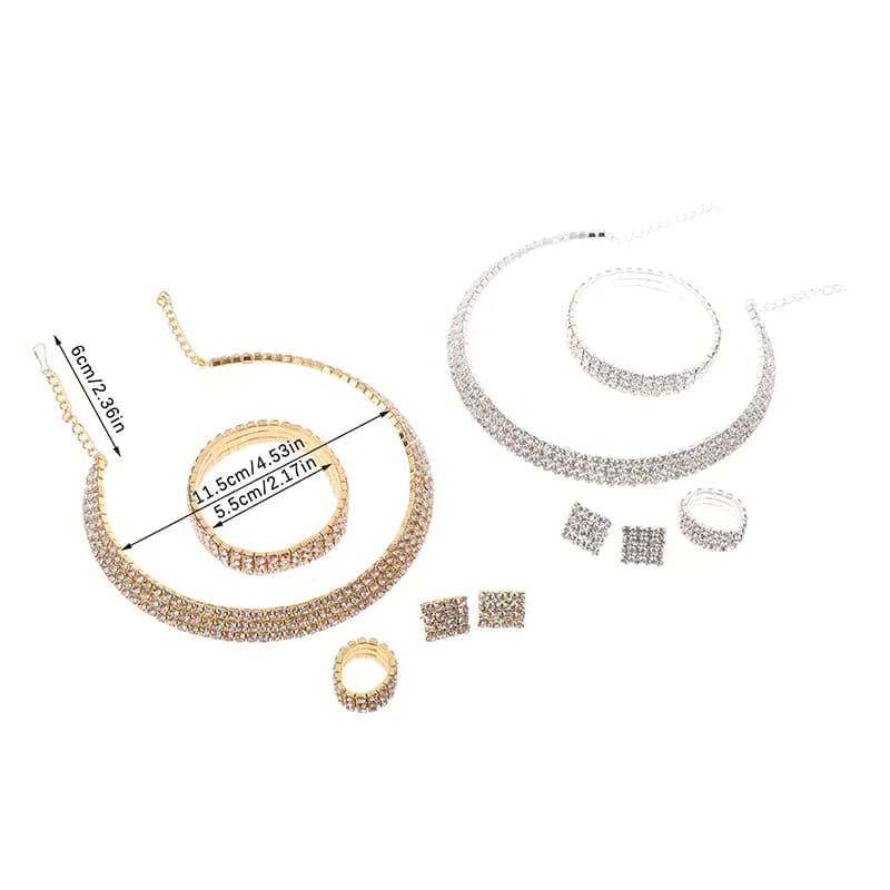4Pcs/set Bridal Jewelry Set Necklace Bracelets Ring Earrings Set Super Gorgeous Luxury Shiny Fashion Jewelry Party Gift