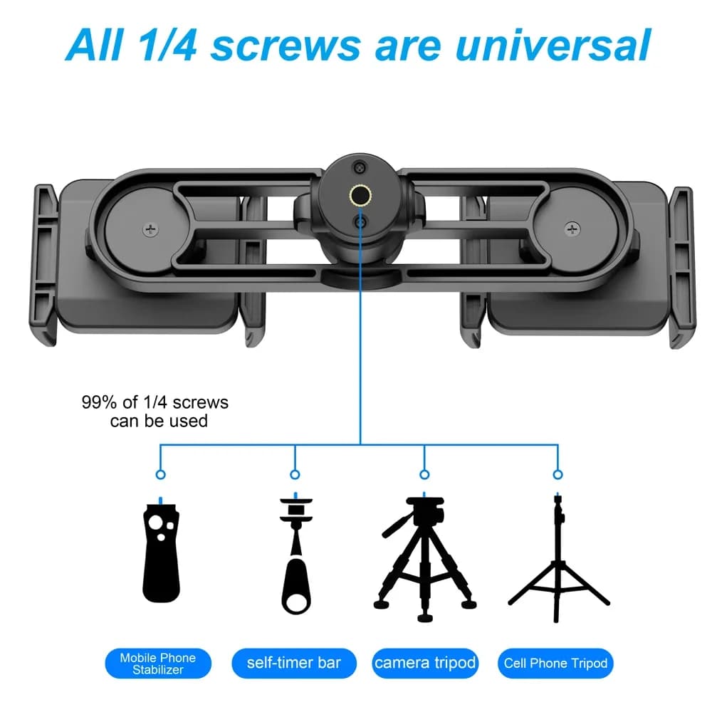 Dual Phone Tripod Stand 1.6M Adjustable