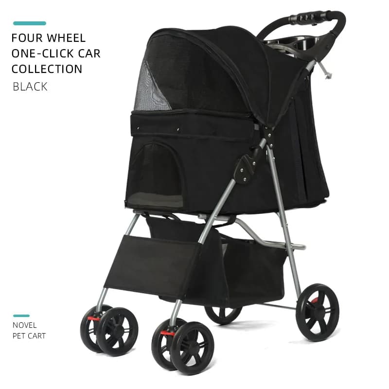 Foldable Pet Stroller with Safety Leash