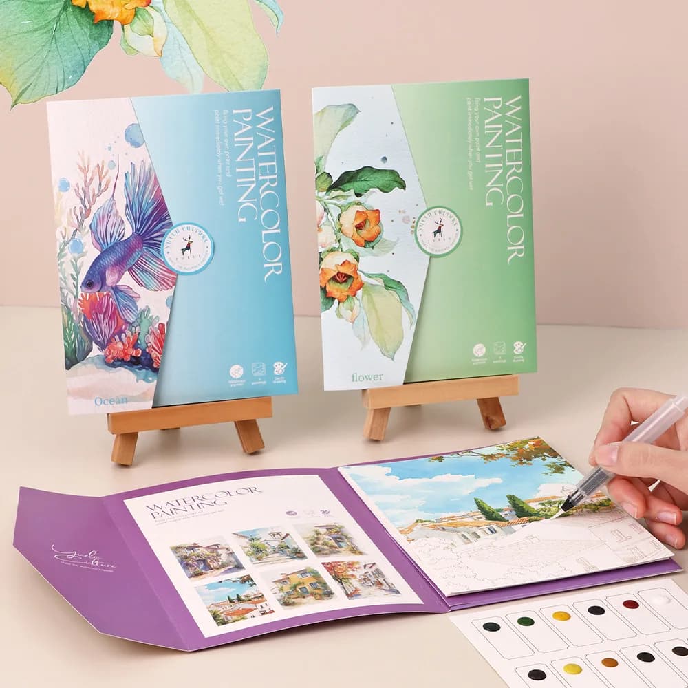 Watercolor Painting Set With Paper and Pen