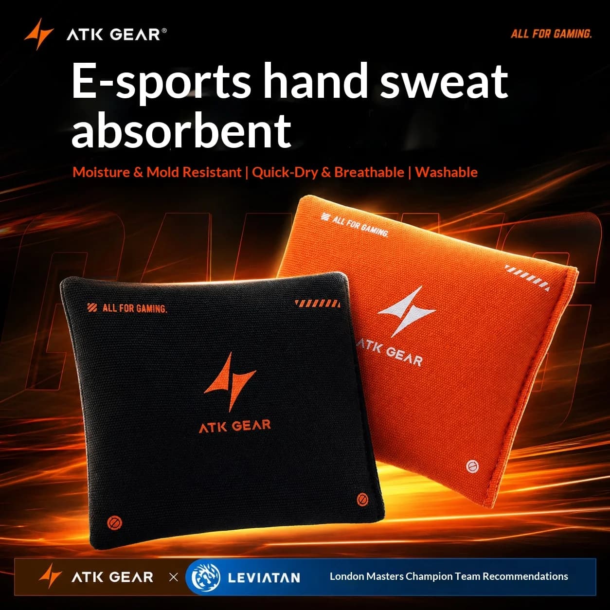 ATK GEAR E‑Sport Hand Sweat Bag Dry Grip Pouch Anti‑Sweat For Competitive Gaming Reduce Sweaty Hands For FPS Gamers