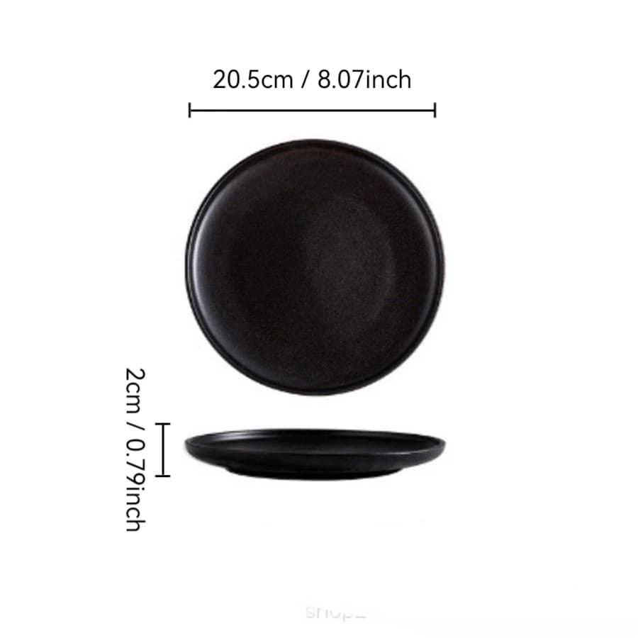 Black Ceramic Japanese Dinner Plate Set