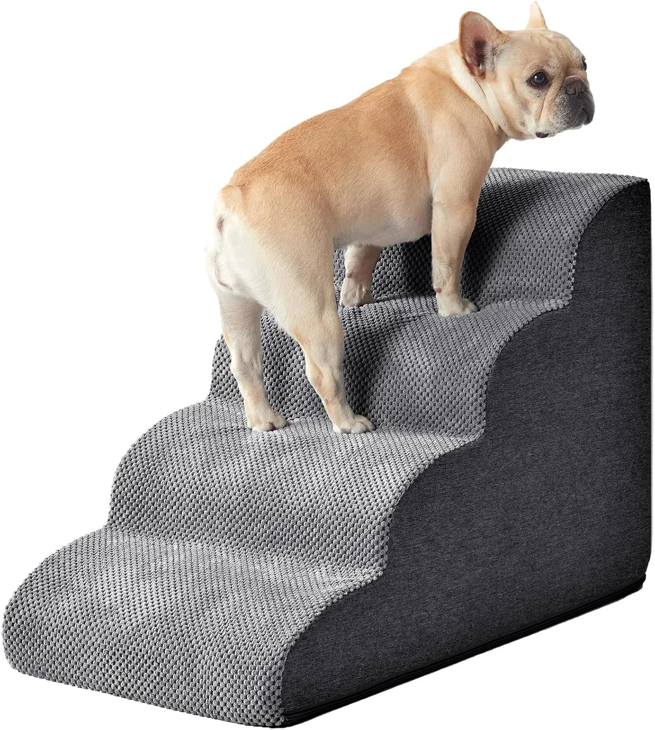 Curved Foam Pet Stairs with Washable Cover