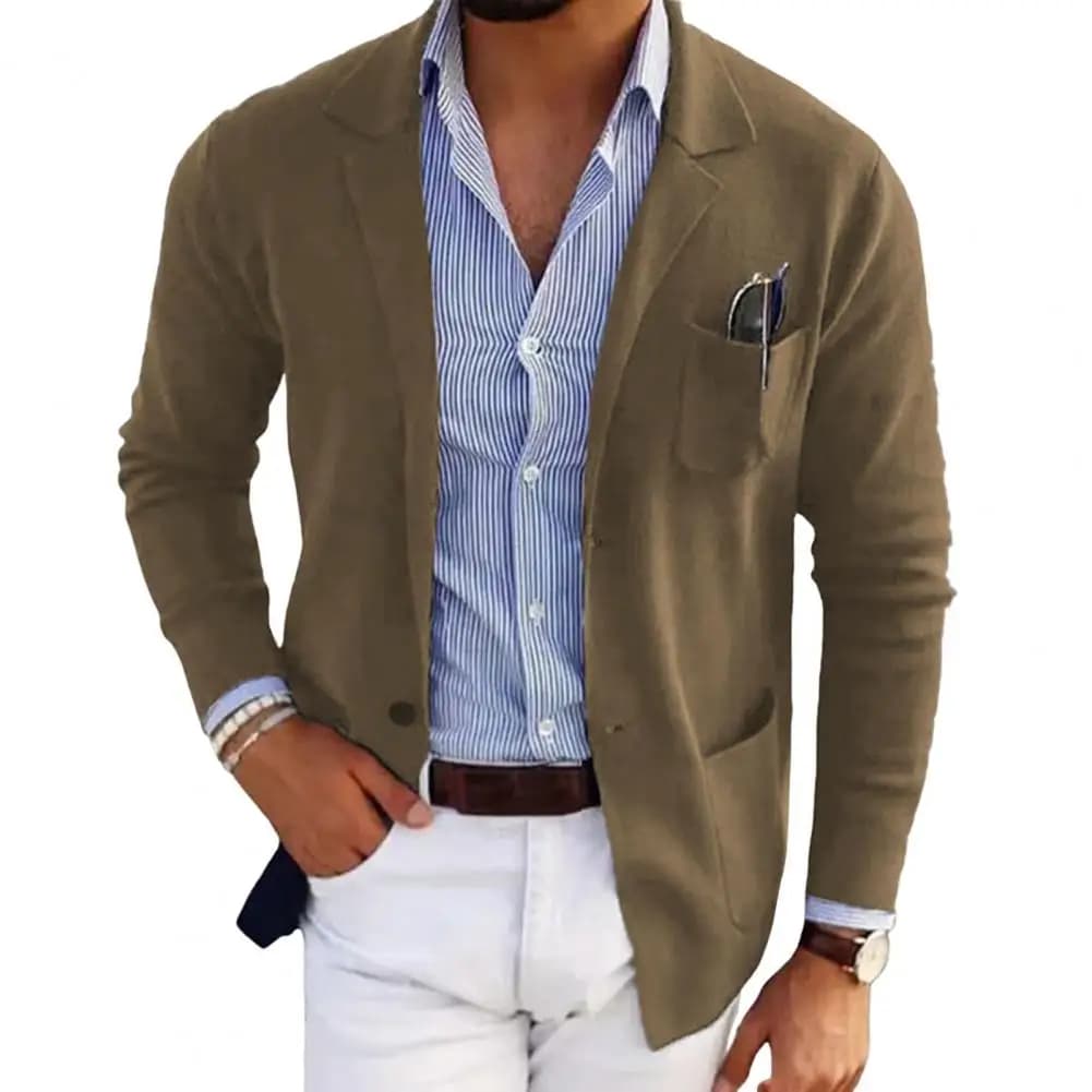 Men's Single-Breasted Solid Color Blazer