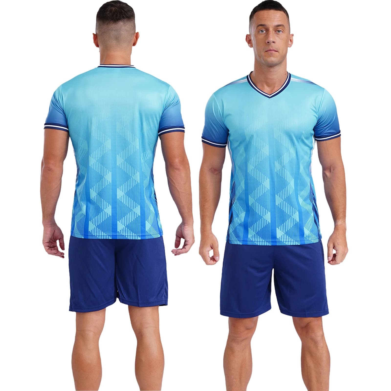 Men's V-Neck Graphic Print Training Uniform Set