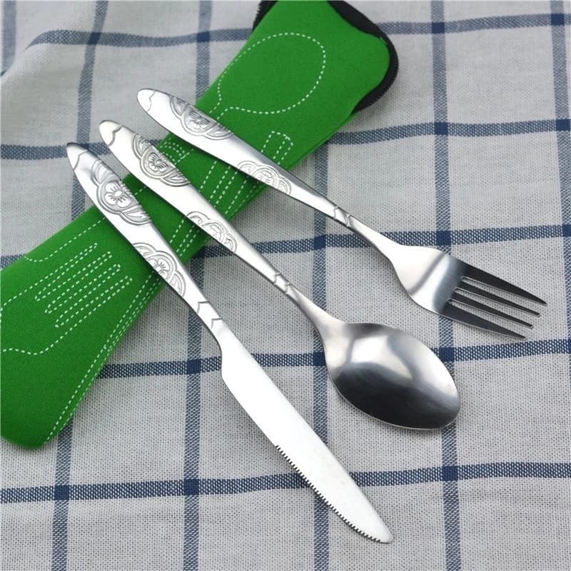 Stainless Steel Travel Cutlery Set with Pouch