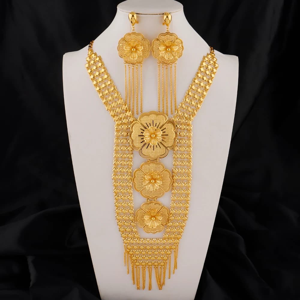 Middle East Jewelry Set Luxury Jewelry Sets Gold Plated Jewelry Tassel Necklace and Earrings Jewellery Set Wholesale