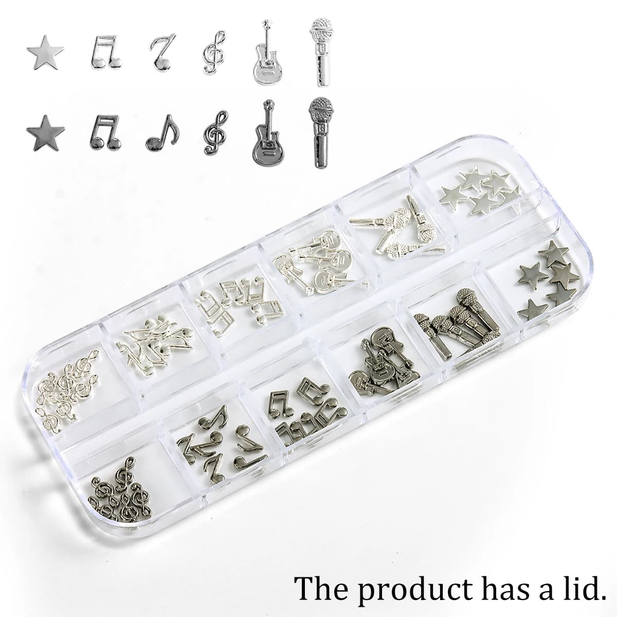 Nail art musical symbol alloy ornaments, a mix of 3D metal accessories, retro punk hollowed-out musical note nail art ornaments.