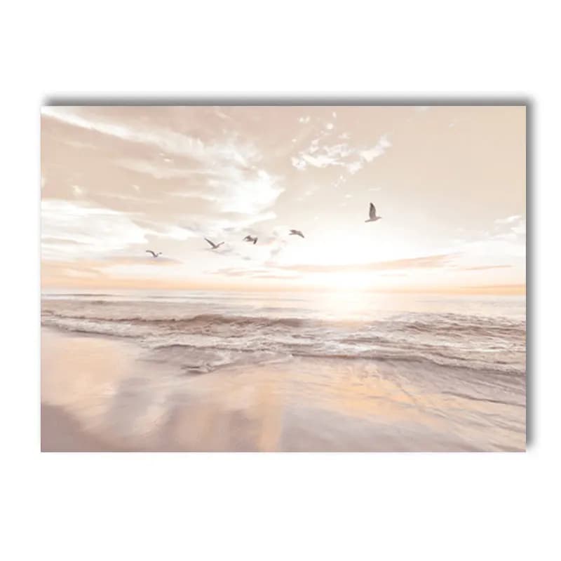 Natural Scenery Reed Grass Beach Canvas Wall Art