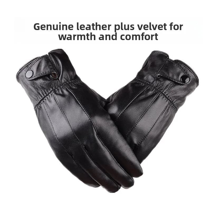 Fleece-Lined Leather Touchscreen Gloves