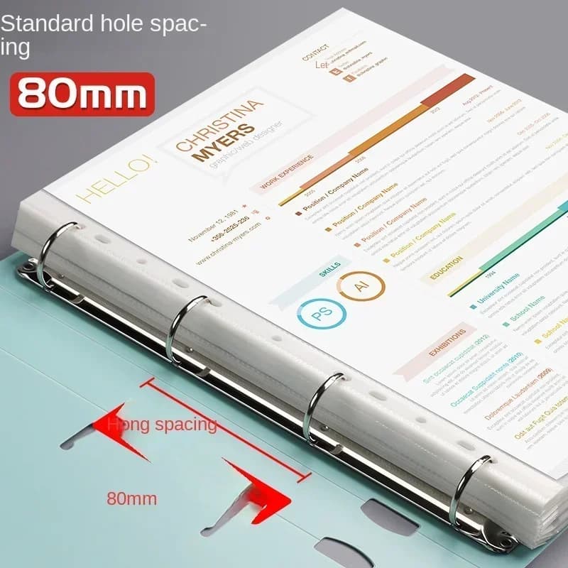 Portable 4-Hole D-Type A4 Plastic Folder