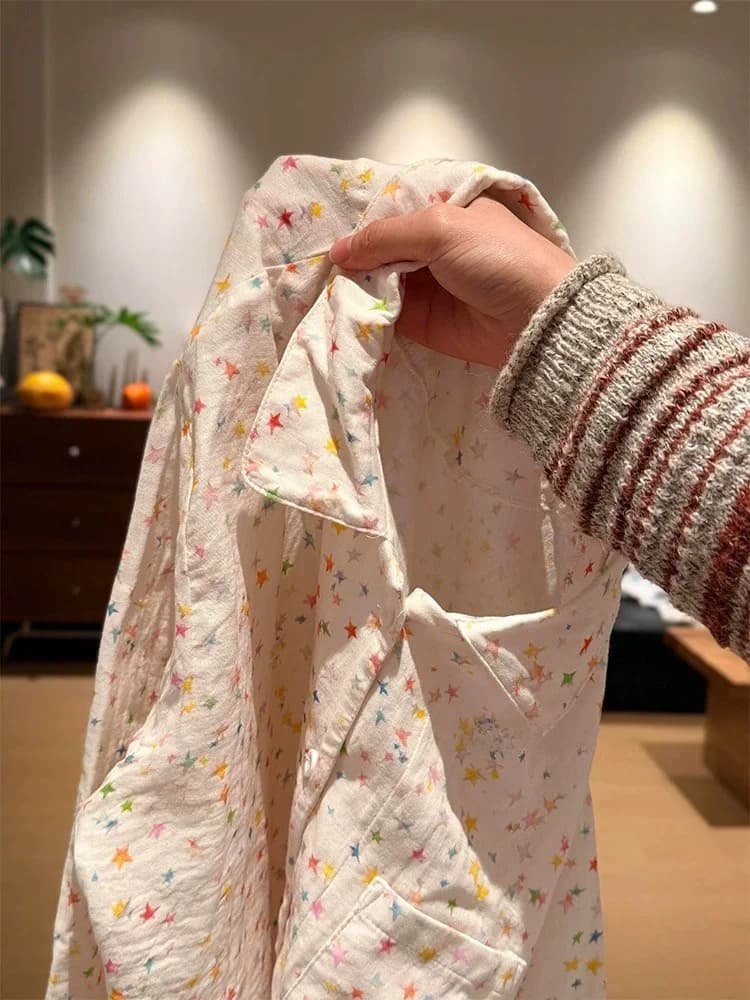 Women's Loose Long Sleeve Star Print Sleepwear Set