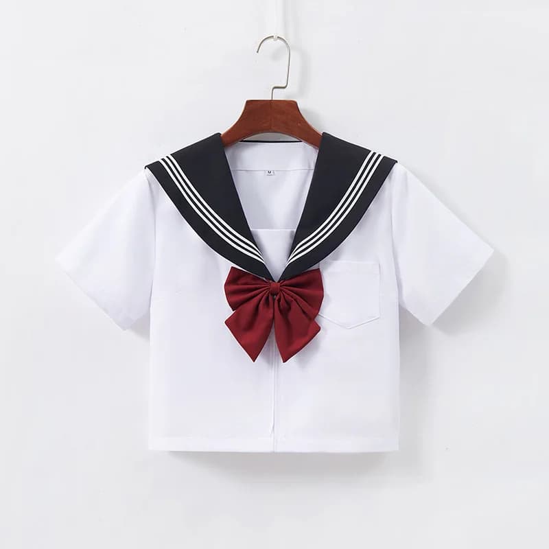 Japanese School Sailor Uniform Black White Three-Piece Set