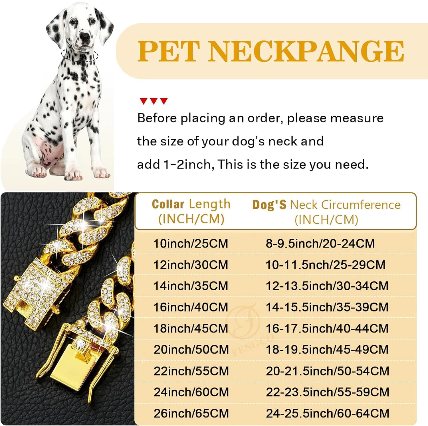 Gold Metal Chain Collar for Dogs and Cats