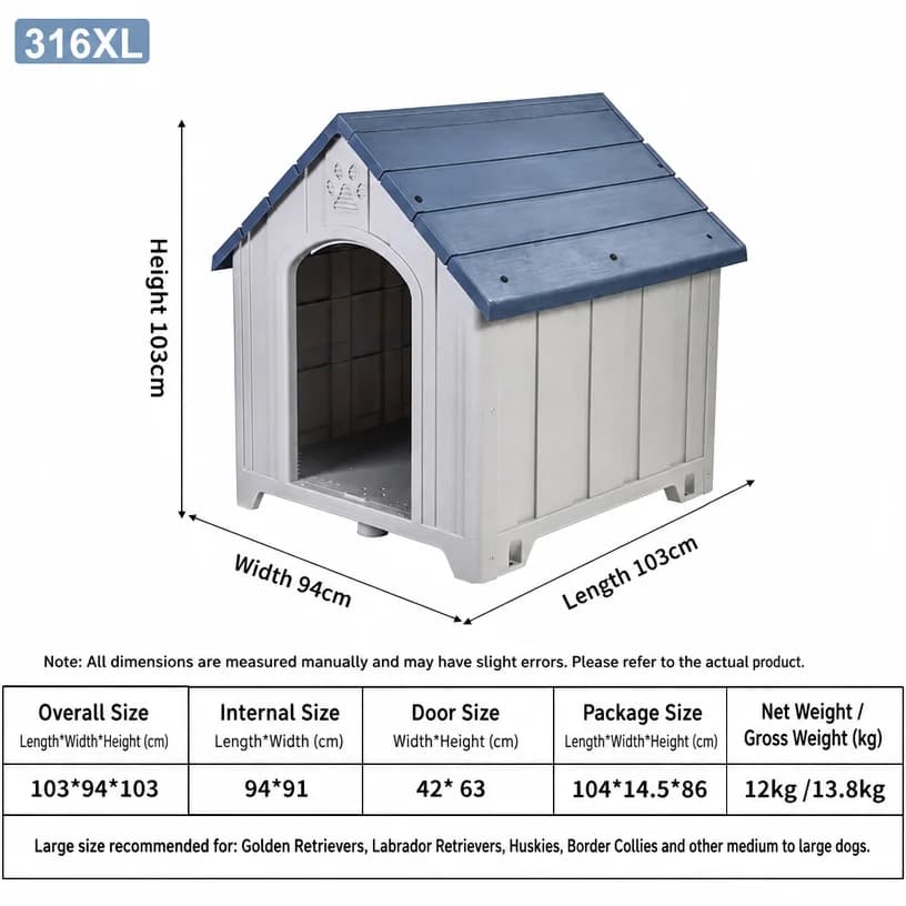 Outdoor Villa Style Dog House for Large Dogs