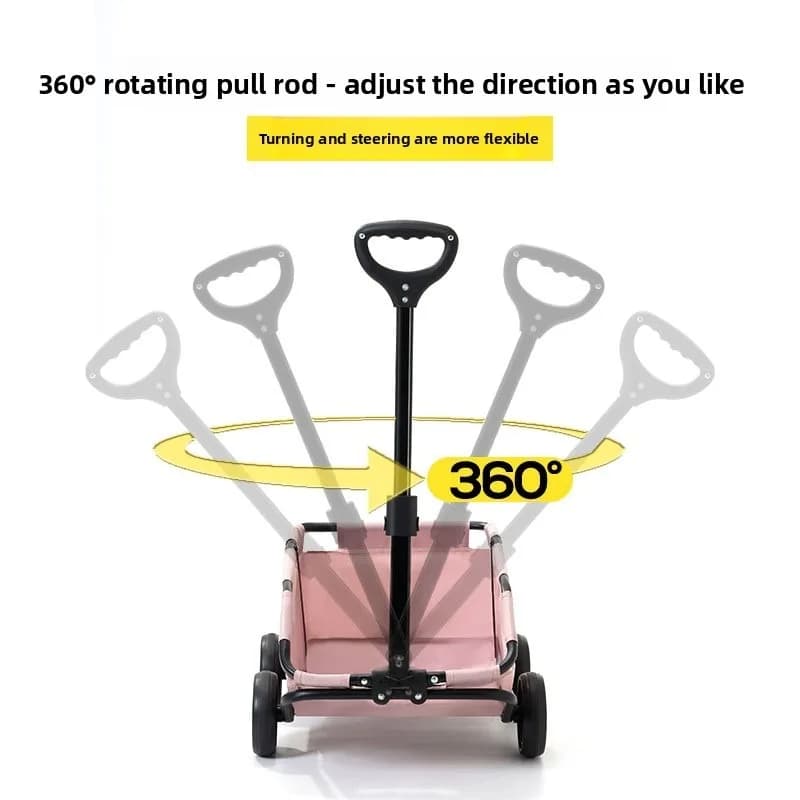 Foldable Pet Travel Wagon with Rolling Cart
