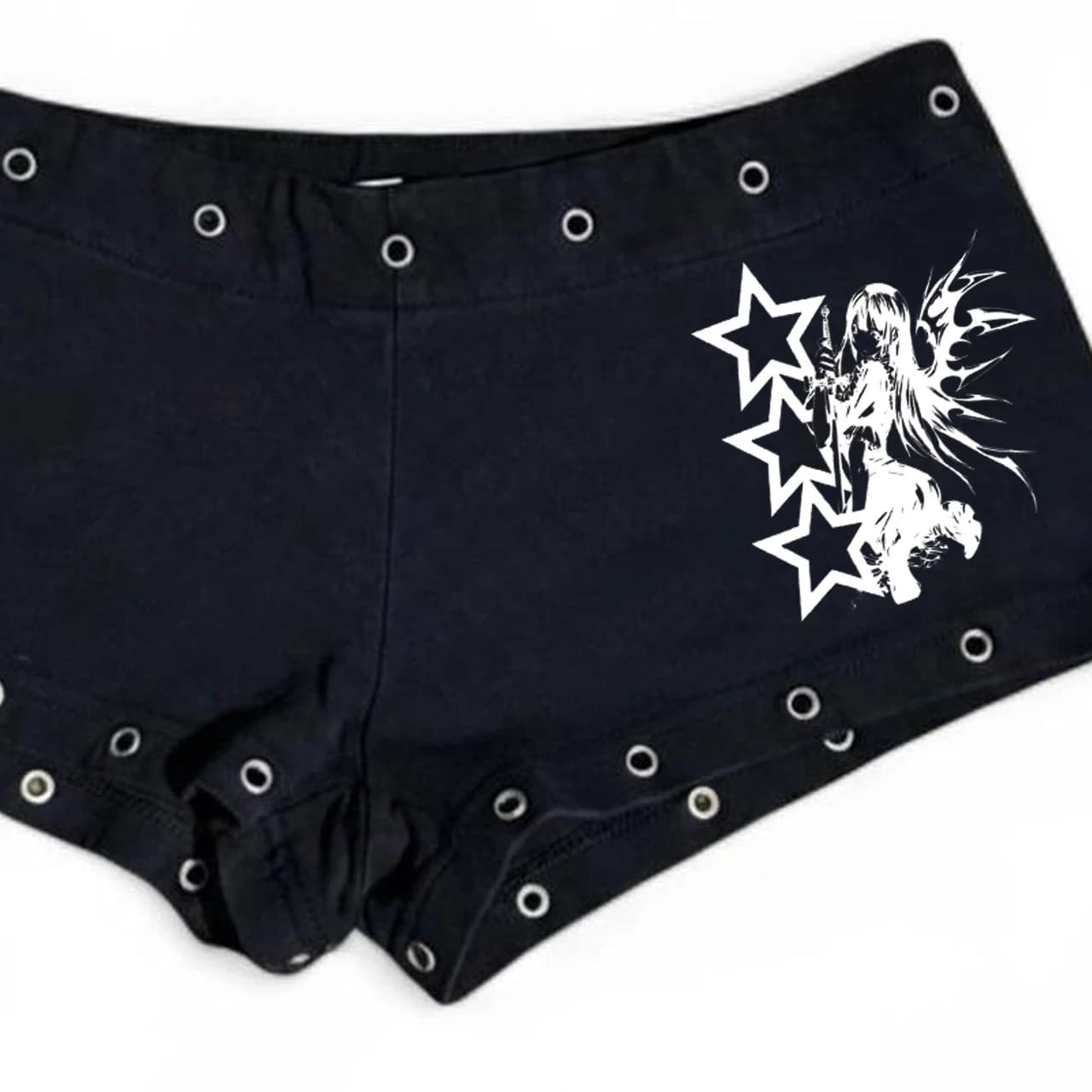 Women's fashion emo Black casual fashion willow nail print Y2K sexy slim fit versatile low waist Gothic hip-hop street and