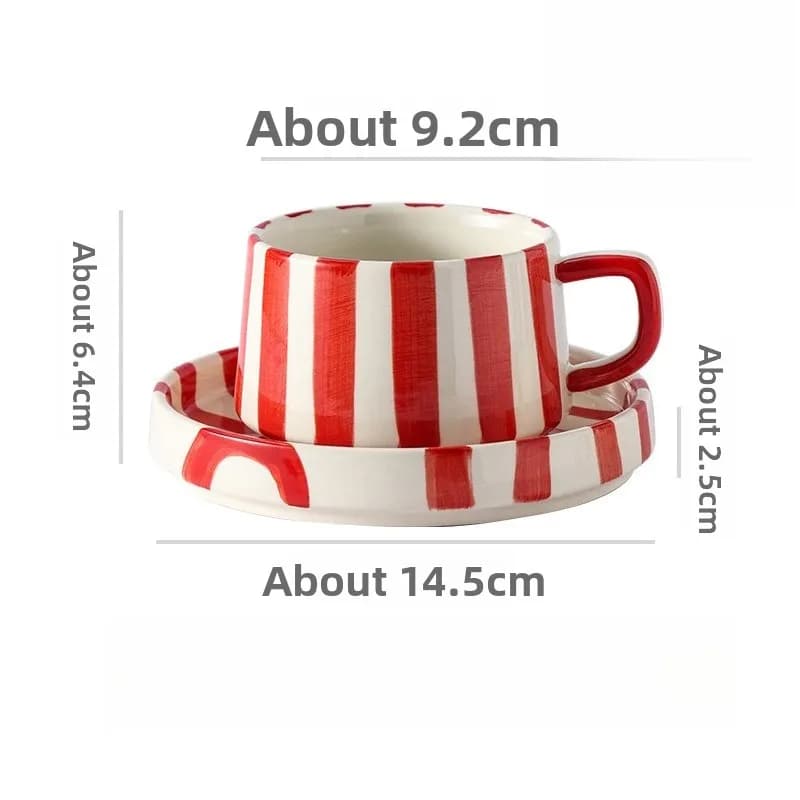 Hand-Painted Striped Ceramic Mug Set