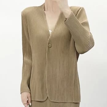 Pleated Long Sleeve Blazer Cardigan