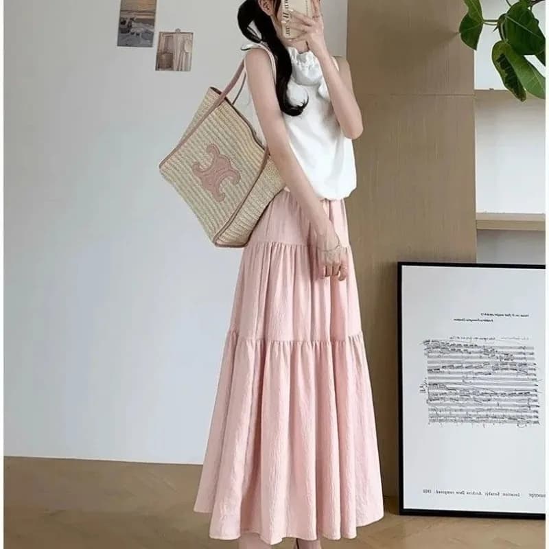 Women's Tiered Maxi Skirt Elastic Waist