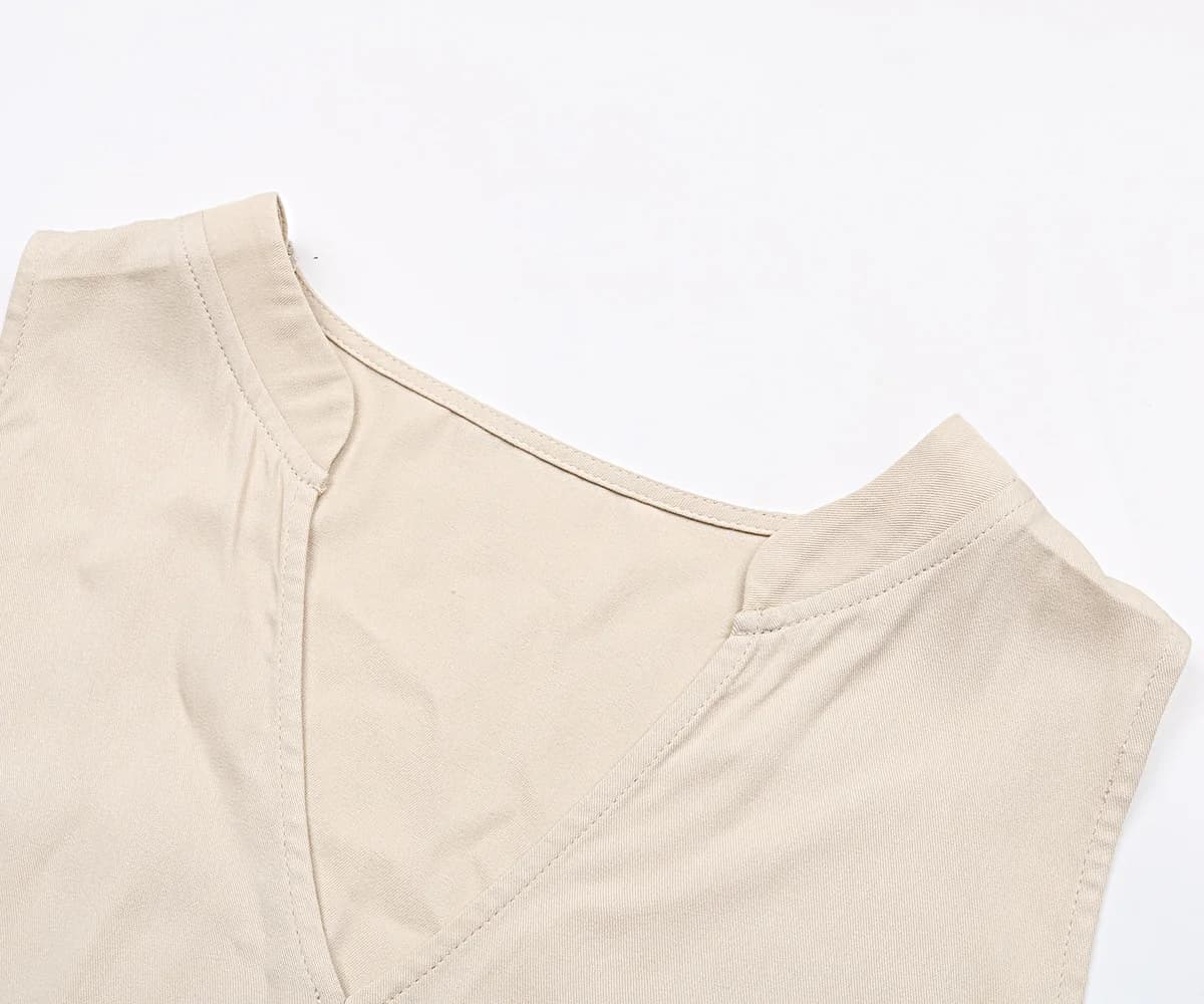 Casual Summer Midi Dress Sleeveless V-Neck