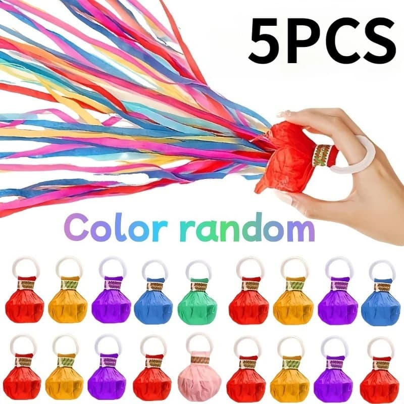 Hand Throw Ribbon Confetti Poppers Party Pack