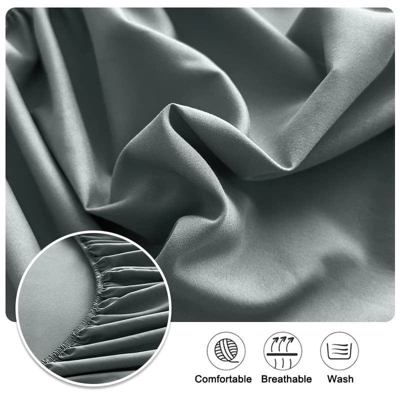 Fitted Bed Sheet With Elastic Band Solid Color