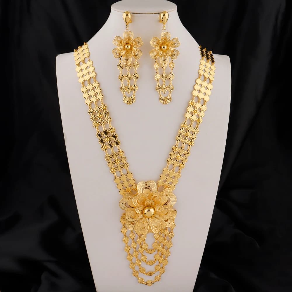 Middle East Jewelry Set Luxury Jewelry Sets Gold Plated Jewelry Tassel Necklace and Earrings Jewellery Set Wholesale