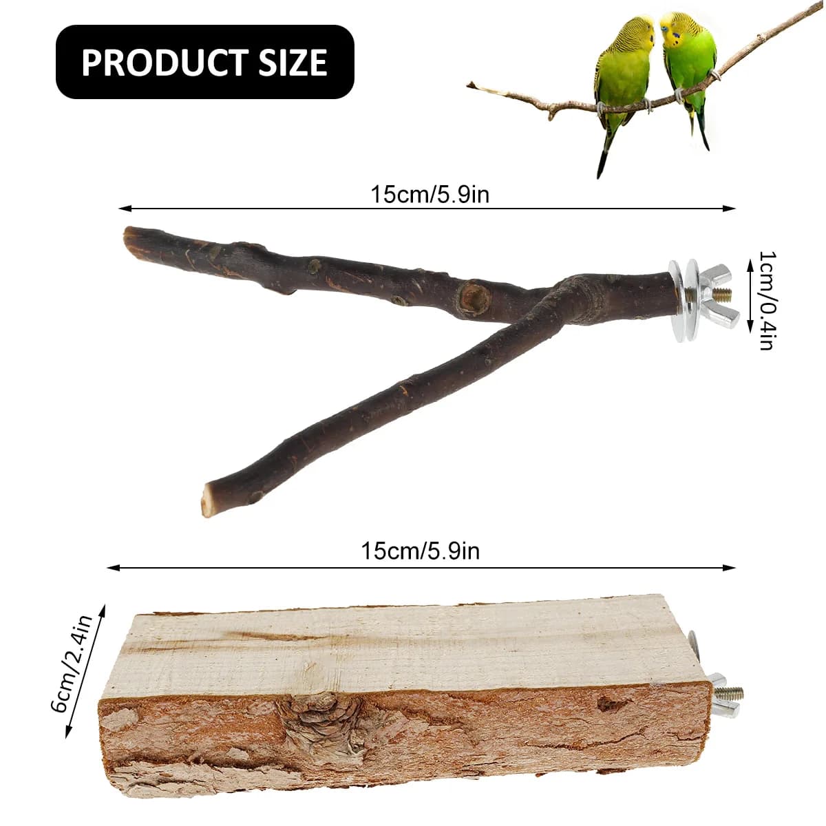 Solid Wood Bird Perch Stand Set