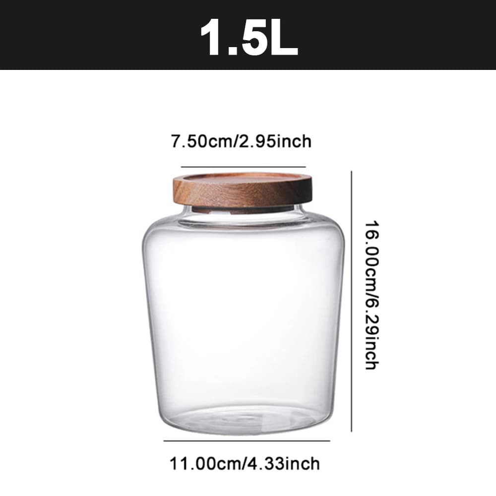 Glass Airtight Storage Jar with Wood Lid