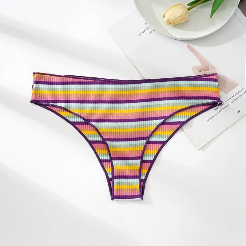 Colorful Striped Cotton Low-Waist Briefs
